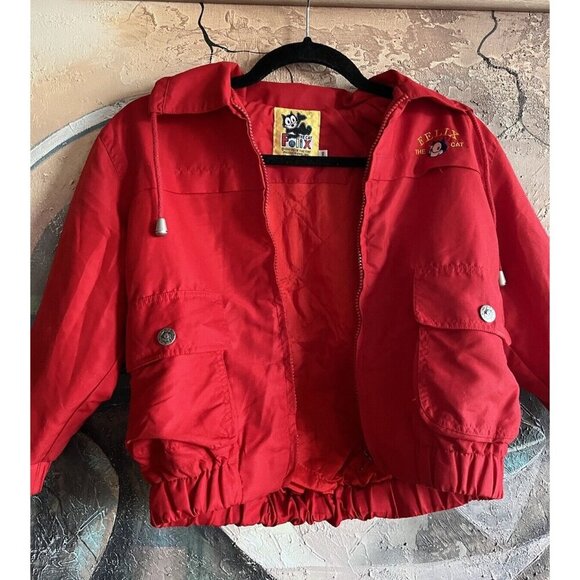 Vintage 1993 Felix The Cat Kids Red Windbreaker jacket Size 8 - Picture 9 of 9
